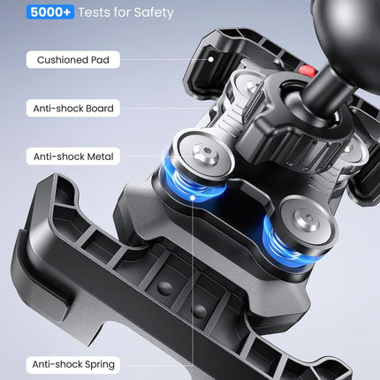 LOXP Anti-Shake Motorcycle Phone Mount - 2026 Dual Vibration Dampener, Universal Bike Phone Holder for iPhone 17/16/15/14/13 Series & Android 4.7-7”, Handlebar Mount for Bicycle/Motorbike/Scooter