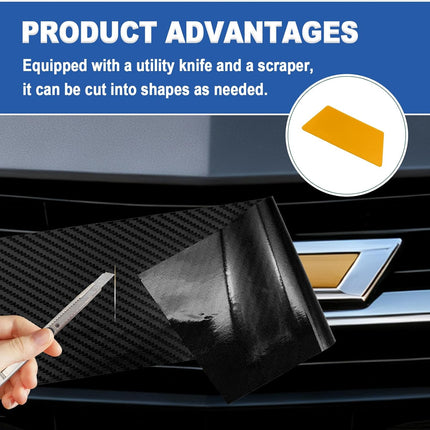 3pcs Chevy Bowtie Emblem Logo Stickers Cut DIY Decals, 11.8" x 4" Universal Logo Overlay Carbon Fiber Black
