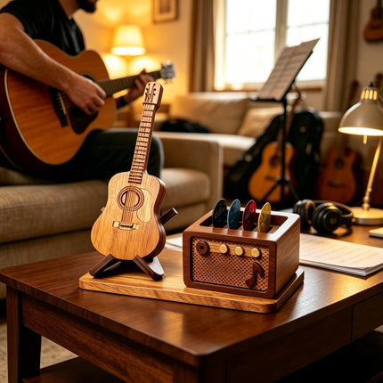 Wooden Guitar Pick Holder Set, for Display and Gifts for Guitar Players