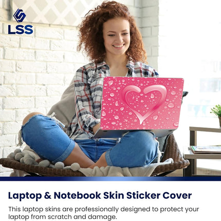 LSS Laptop 17-17.3" Skin Cover with Colorful Pink Heart Pattern for HP Dell Lenovo Apple Asus Acer Compaq - Fits 16.5" 17" 17.3" 18.4" 19" (2 Wrist Pads Free)