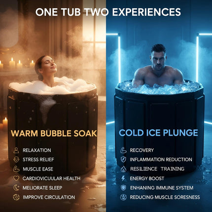 Portable Bathtub for Adult, Foldable Soaking Bathtub for Hot SPA&Ice Bath, Foldable Small Bathtub collapsible bathtub for Bathing, 6-layer Insulated portable tub,Space-Saving (black, 25.9X27.5 IN)