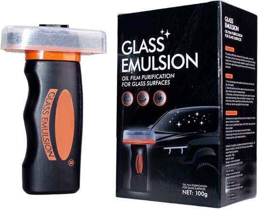 Glass Guard, Glass Oil Film Remover for Car, Glassy Emulsion Cleaner Roll-On Glass Compound with Cleaning Board