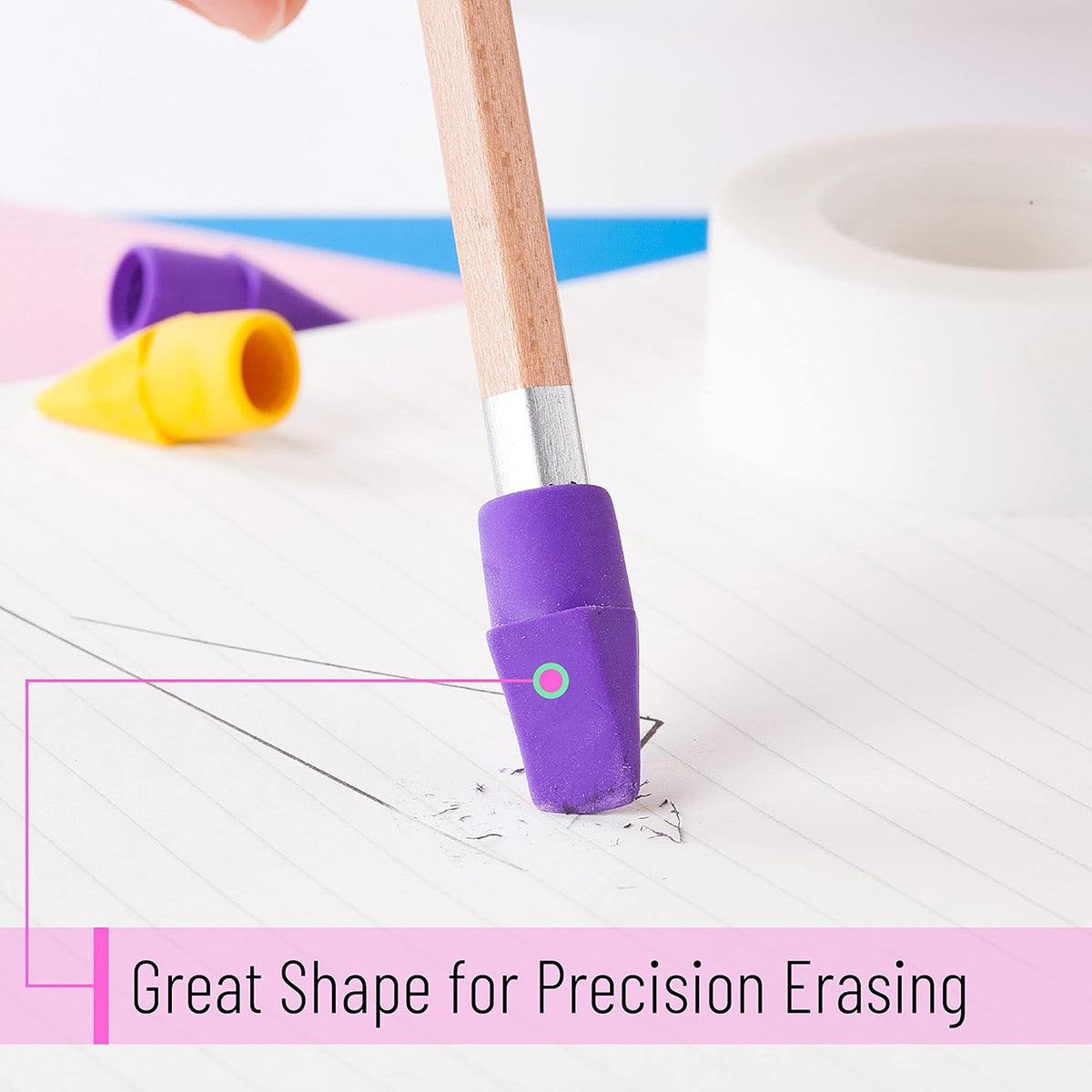 Pencil Top Erasers, 120 Pack, Latex-Free, No-Smudge - photo 5