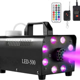 Fog Machine with 8 LED Lights,Smoke Machine with 13 Colorful LED Lights Effect,500W and 2000CFM Fog with Remote Control,Indoor, Perfect for Halloween, Party,Weddingand Stage Effect