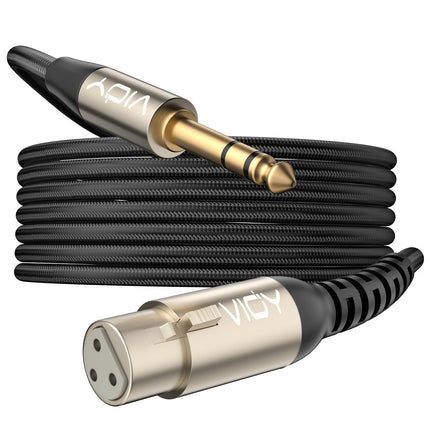 XLR to 1/4 Cable 10FT, 6.35mm TRS Male to XLR Female Balanced Mic Cord