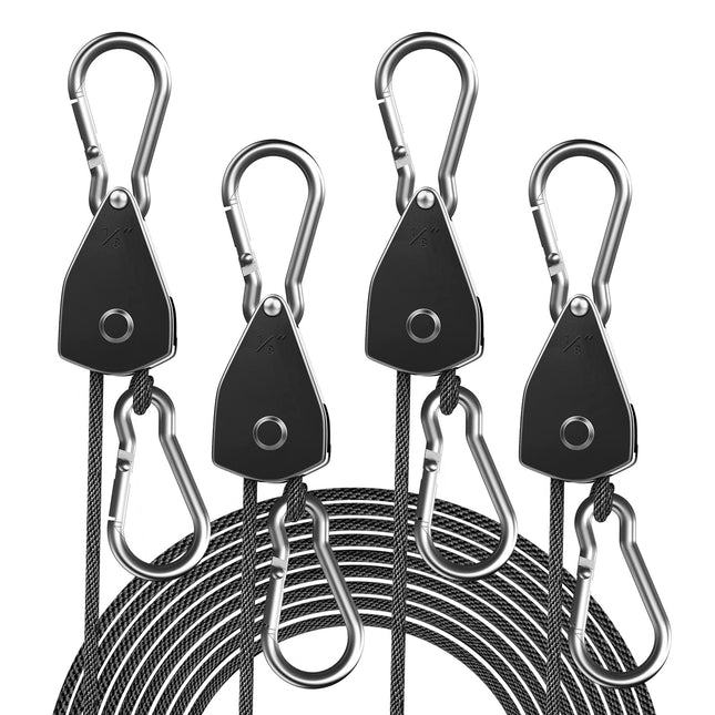 4-Pack 1/8" Rope Hanger, Ratchet Tie Down Strap