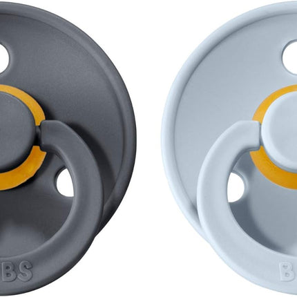 Bibs Pacifiers Color Collection, Set of 2 BPA-Free Latex Pacifiers Made in Europe, Round Nipple Baby Pacifier.