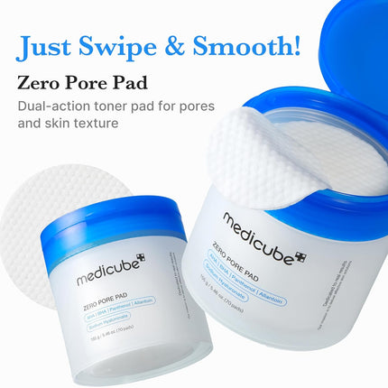 medicube Zero Pore Pad 2.0 — AHA BHA Dual-Textured Korean Exfoliating Toner Pads 70 Count