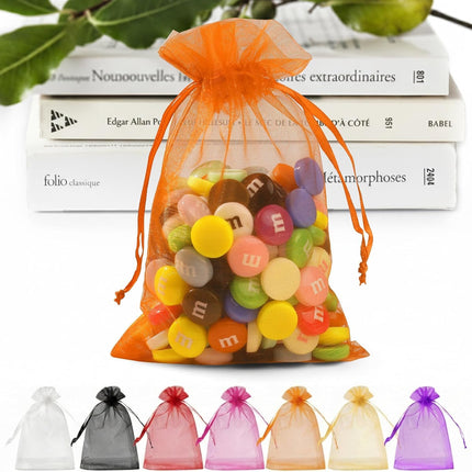 50PCS Organza Bags 5 x 7, White Small Gift Mesh Bags Drawstring Bulk