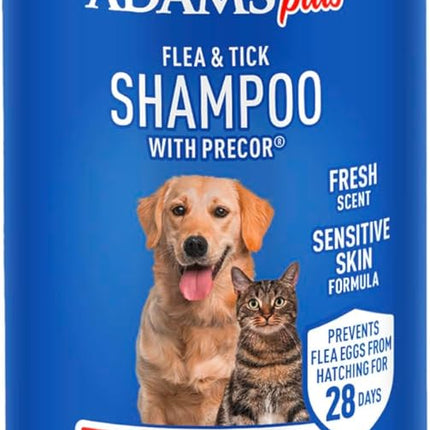 ADAMS Plus Flea & Tick Shampoo with Precor for Dogs, Cats, Puppies & Kittens, Flea Shampoo to Treat Flea Infestations, Kills Ticks, Fleas, Flea Eggs & Lice, Cleans and Conditions Coat, 6 Ounces