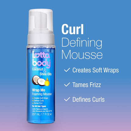 Coconut Oil and Shea Foaming Curl Mousse, Creates Soft Wraps, Hair Mousse for Curly Hair, Defines Curls, Anti Frizz, 7 Fl Oz