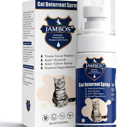 Cat Deterrent Spray - Safe Indoor & Outdoor Deterrent for Furniture Protection, Effective Training Aid with Natural Ingredients - Non-Toxic Anti-Scratch Formula (Blue, M)
