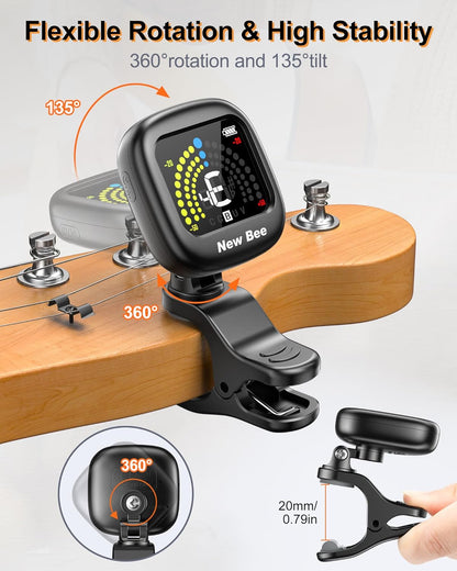 Rechargeable 360° Clip-On Chromatic Tuner for Guitar, Bass, Ukulele, Violin & Cello - photo 5