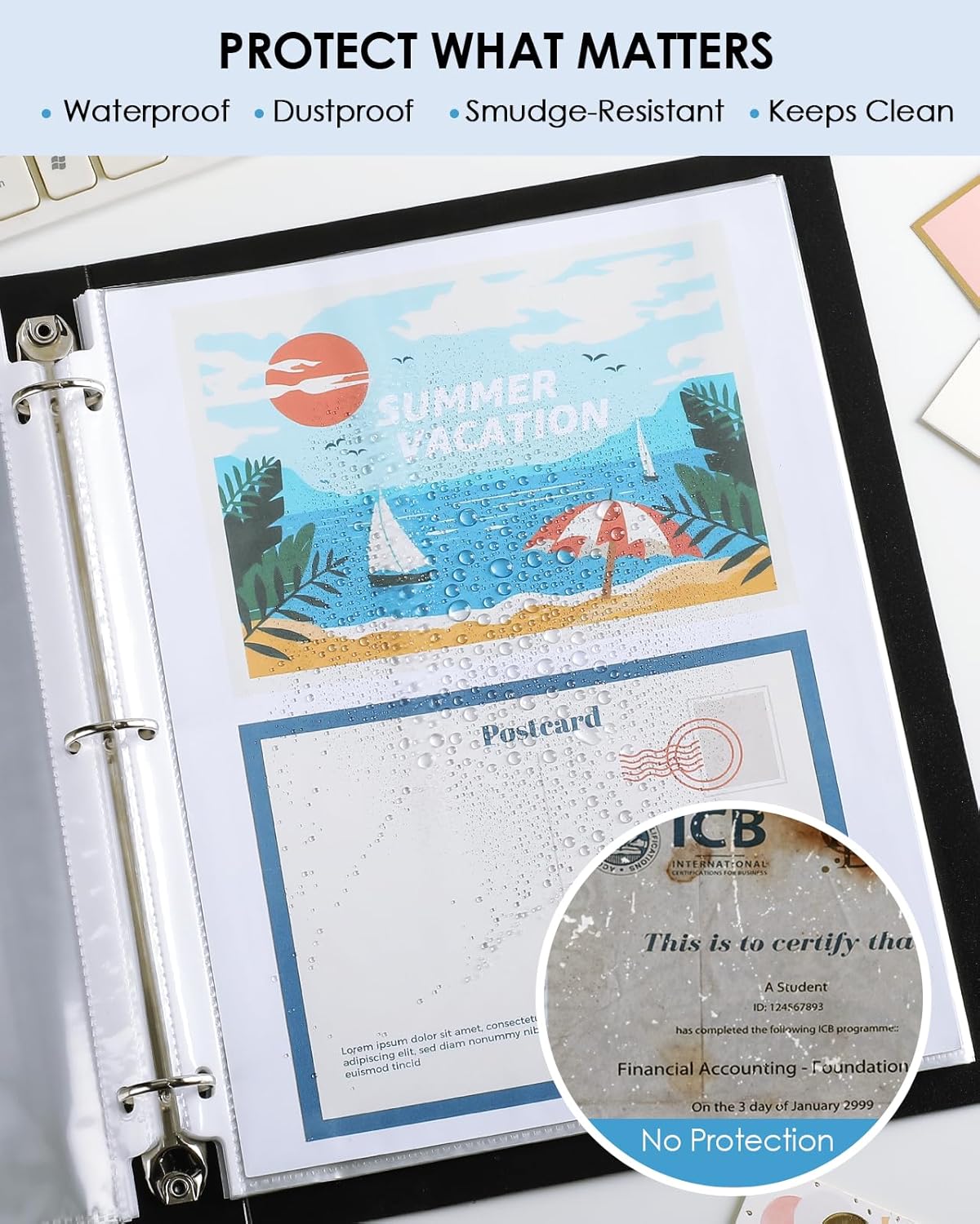 Sheet Protectors 8.5 x 11 Inch, Clear Top Loading Page Protectors for 3 Ring Binder, Polypropylene - photo 3