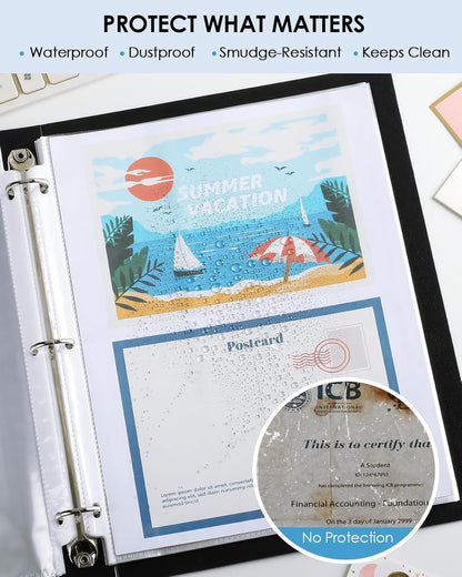 Sheet Protectors 8.5 x 11 Inch, Clear Top Loading Page Protectors for 3 Ring Binder, Polypropylene - photo 3