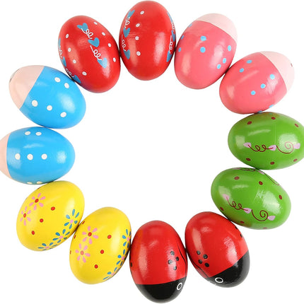 12Pcs Wooden Egg Shakers Hand Musical Maracas Percussion Instruments
