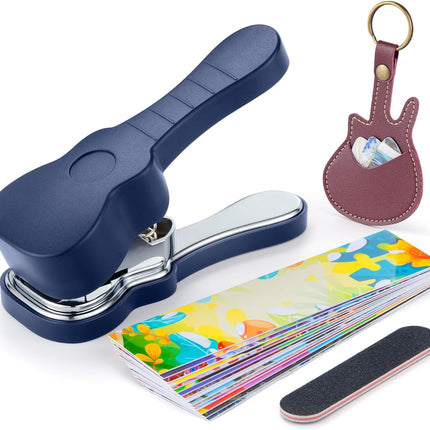 ArtAt Guitar Pick Punch Kit – Bass Guitar Picks Puncher With 15 Variety Pick Strips Medium Guitar Pick Maker Punch Kit Unique Guitar Lovers Gifts