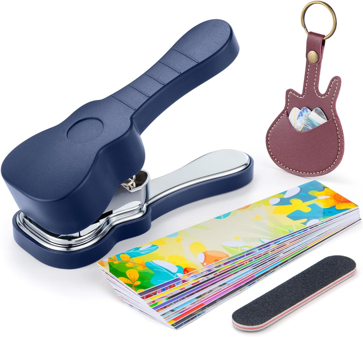 Guitar Pick Punch Kit – Bass Guitar Picks Puncher With 15 Variety Pick Strips Medium Guitar Pick Maker Punch Kit Unique
