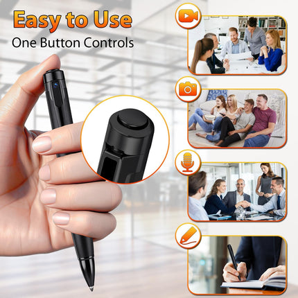 1080P Body Camera Pen, Mini Body Camera with Video or Picture Taking, Surveillance Cam for Indoor Outdoor