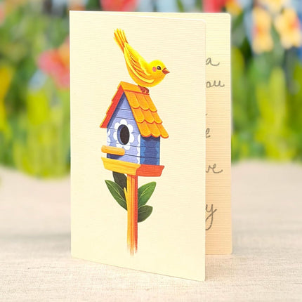 Freshcut Paper Pop Up Cards, Birdhouse Garden, 12 Inch Life Sized Forever Flower Bouquet 3D Popup Greeting Card, Birthday Cards, Thank You Card, Blank Notecard & Envelope