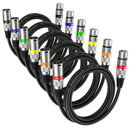 XLR Cable 20ft 4 Pack - Mic Cables Balanced DMX Cable Male to Female