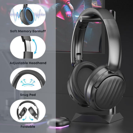 Audífonos Bluetooth, audífonos over ear con cancelación activa de ruido híbrida