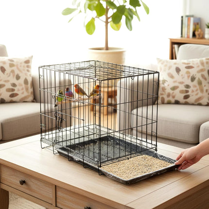 100 Pcs Large Disposable Bird Cage Liners Bulk 34'' x 22'' Elastic Plastic Small Animal Birds Cage Tray Liners Waterproof Universal Film Bird Accessories for Cockatiels Finches Canaries