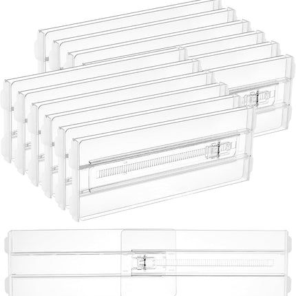 Vtopmart 12 Pack Drawer Dividers for Clothes, 4" High 10.2"-16.5" Adjustable Expandable Dresser Drawer Organizer, Clear Plastic Separators for Dresser, Baby Clothing, Underwear, Cosmetic, Toiletries