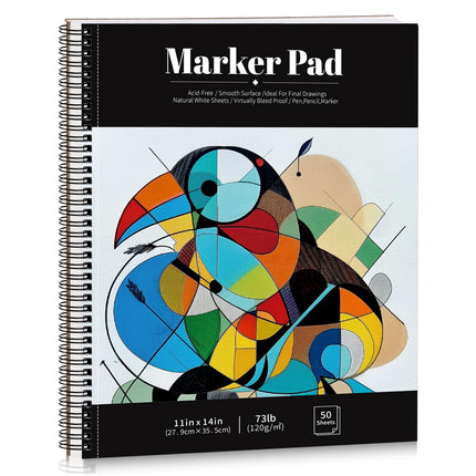 Bloc de papel para rotuladores de 50 hojas, 7.6 × 7.6 in, 120gsm, cuaderno de bocetos para rotuladores de alcohol