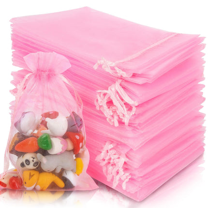 100pcs Organza Bags 5''x7'' - White Mesh Drawstring Gift Bags