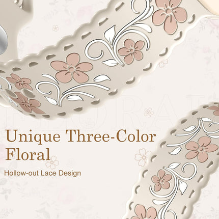 Getino Floral Band Compatible with Apple Watch Bands For Women 40mm 42mm 41mm 38mm 44mm 45mm 46mm 49mm, Cute Engraved Flower Soft Comfortable Silicone Strap for iWatch Series 11 10 9 8 7 6 5 4 3-1 SE