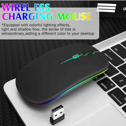 UrbanX 2.4GHz & Bluetooth Mouse Rechargeable Wireless Mouse for Amazon Fire HD 10/ Plus/Max 11 & All Kindle Devices Wireless Mouse for Laptop/PC/Mac/pro/Tablet/Android -RGB LED Onyx Black