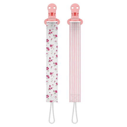 Dr. Brown's Pacifier Clips, Universal Fit Fabric Strap for Pacifiers, Flowers and Stripes, BPA-Free, 0-18 Months, 2-Pack