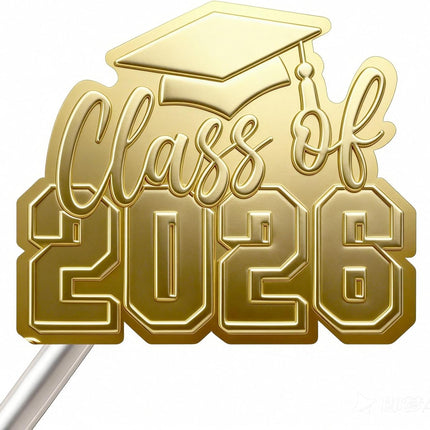 60pc Class of 2026 Clear Gold Foil Graduation Stickers
