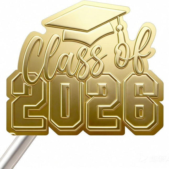 60pc Class of 2026 Clear Gold Foil Graduation Stickers