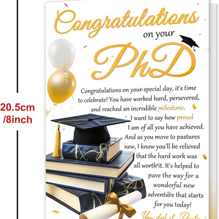 PhD Graduation Card, Congratulations Cards for Doctoral Student, Doctorate Graduation Gift for Son, Daughter, Friends
