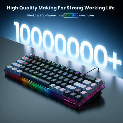 GEODMAER 65% Gaming Keyboard, LED Backlit Mini Wired Gaming Keyboard, Ultra-Compact Anti-Ghosting No-Conflict 68 Keys Gaming Wired Keyboard for PC Laptop Gamer