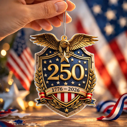 United States 250th Anniversary Ornament, Patriotic Eagle Christmas Ornament, Double-Sided Printed 2D Acrylic Keepsake, 1776-2026 America 250th Christmas Ornament (250th Two)