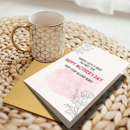 Funny Mother's Day Card from Second Born, Humorous Happy Mothers Day Card from 2nd Born Second Born Son Daughter Children Kids, Hilarious 2nd Born Mother's Day Cards Gift for Mom Mother