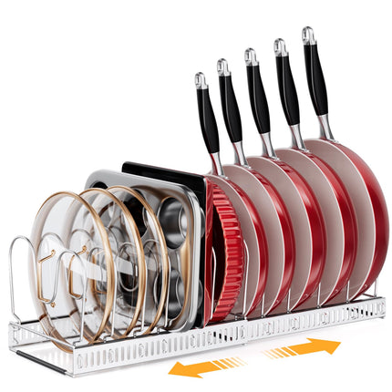 Expandable Pot Pan Lid Organizers inside Cabinet, 10 Divider-Black