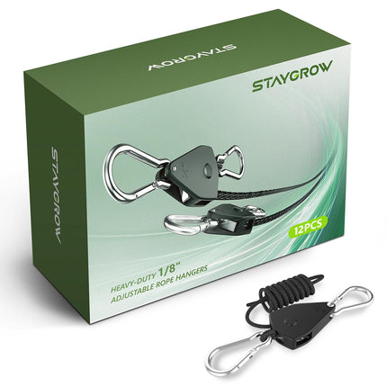 4-Pack 1/8" Rope Hanger, Ratchet Tie Down Strap
