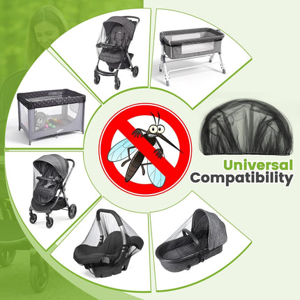 Orzbow 3 Pack Mosquito Net for Stroller | Universal Baby Mosquito Net for Strollers, Car Seats, Bassinets, Cradles, Playards, Pack N Plays and Mini Cribs, Baby Summer Travel Essentials, Black