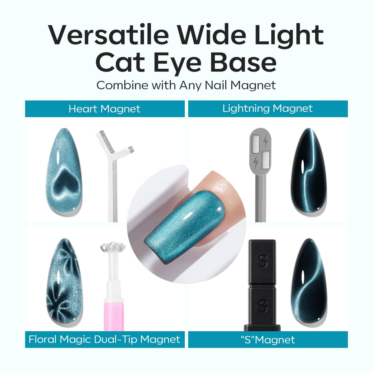 5D Automatic Cat Eye Magnet for Nails, 5Pcs Circle Nail Magnet Tool - photo 5