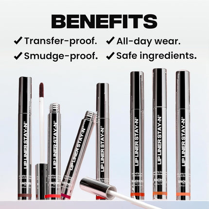 Sacheu Lip Liner STAY-N Peel Off Lip Stain — Long Lasting Waterproof Lip Tint with Hyaluronic Acid & Vitamin E — Transfer Proof Matte Finish, Vegan & Cruelty-Free (COREal)