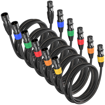 XLR Cables, Microphone Cables 25ft 6 Pack Male to Female 3 Pins