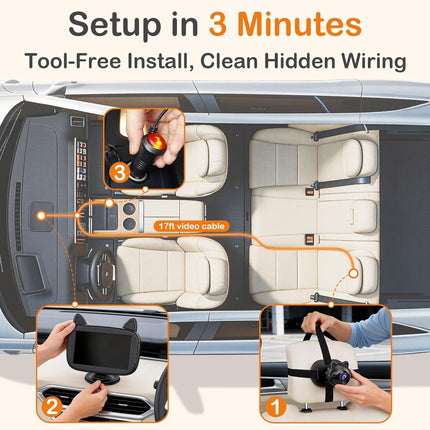 3-Min Easy Install HD 1080P Baby Car Camera: Clear Night Vision Automatic Switching - 150° Wide View Car Seat Camera with Anti-Glare Display for Kids & Infants