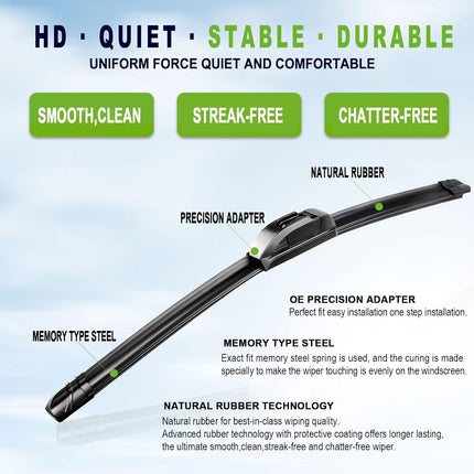OEM QUALITY 13" + 13" PARRATI Premium All-Season Windshield Wiper Blades (Set of 2)