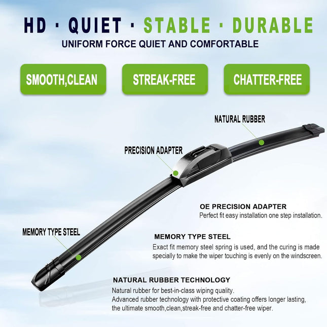 OEM QUALITY 13" + 13" Premium All-Season Windshield Wiper Blades (Set of 2) - photo 2
