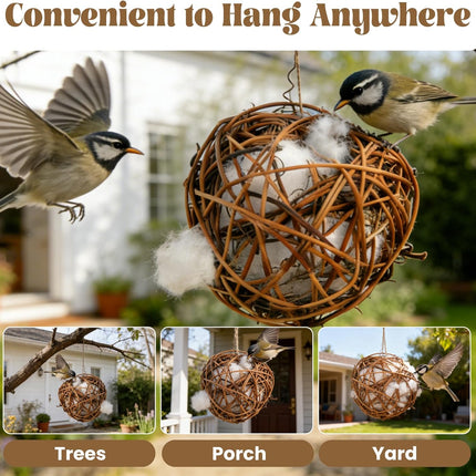 Bird Nesting Material, Hummingbird Nesters Natural Nesting Material Holder for Wild Birds, Gifts for Bird Lovers (3 Balls)