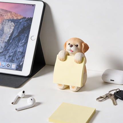 Dog Pop-up Sticky Note Dispenser, Includes 1 Pad of 3x3 in Super Sticky Notes, 100 Sheets, Resin Cute Handmade Desk Holder for Office & Home - Labrador